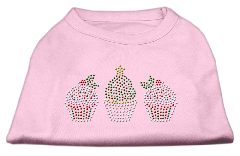 Christmas Cupcakes Rhinestone Shirt Light Pink XL